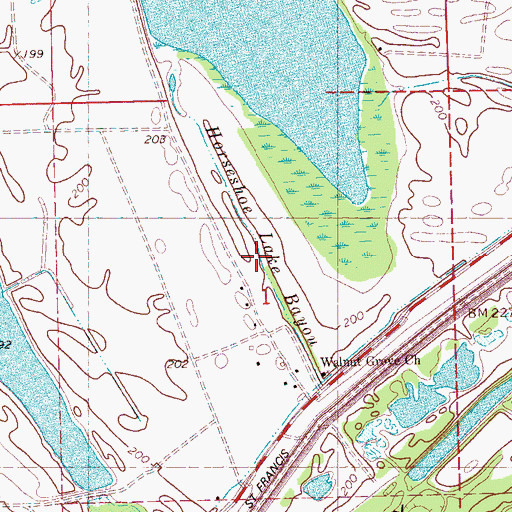 Topographic Map of Horseshoe Lake Bayou, AR