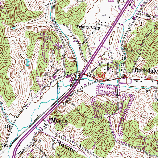 Topographic Map of Shope Creek, KY