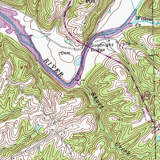 Topographic Map of Short Creek, KY