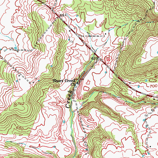 Topographic Map of Short Creek Church, KY