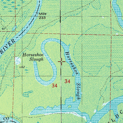 Topographic Map of Horseshoe Slough, AR