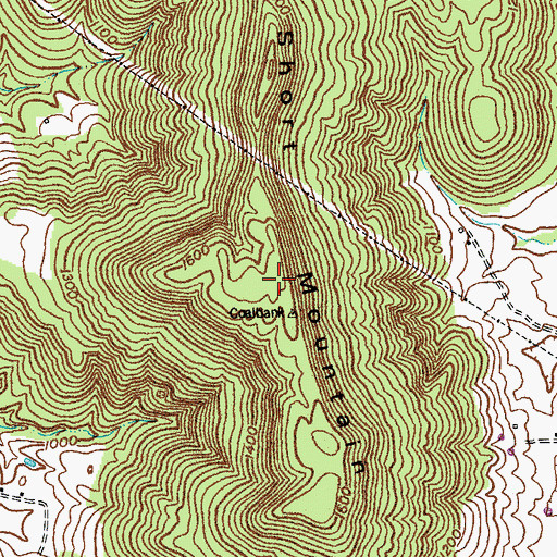 Topographic Map of Short Mountain, KY