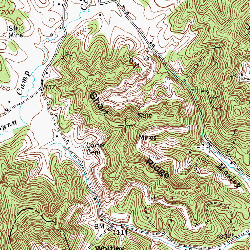 Topographic Map of Short Ridge, KY