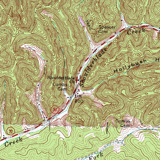 Topographic Map of Shoulderblade Church, KY