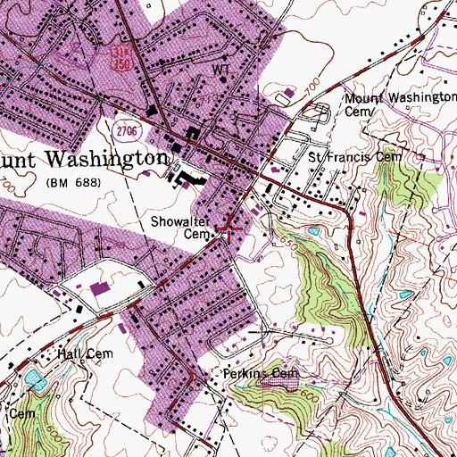 Topographic Map of Showalter Cemetery, KY