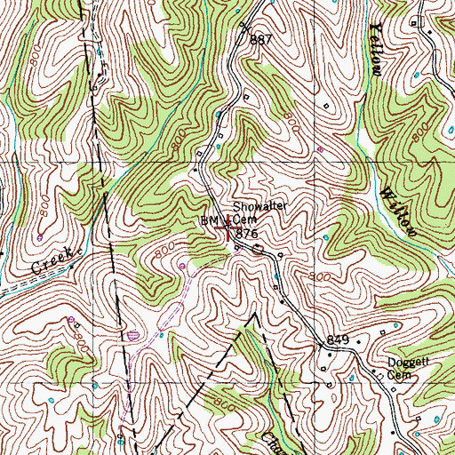 Topographic Map of Showalter Cemetery, KY
