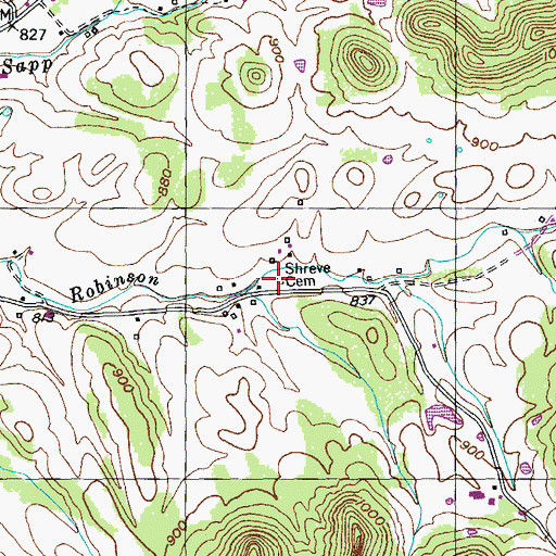 Topographic Map of Shreve Cemetery, KY