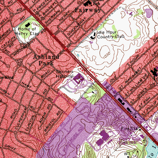 Topographic Map of Shriners Hospital for Children, KY