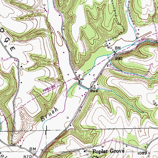 Topographic Map of Shuck Creek, KY