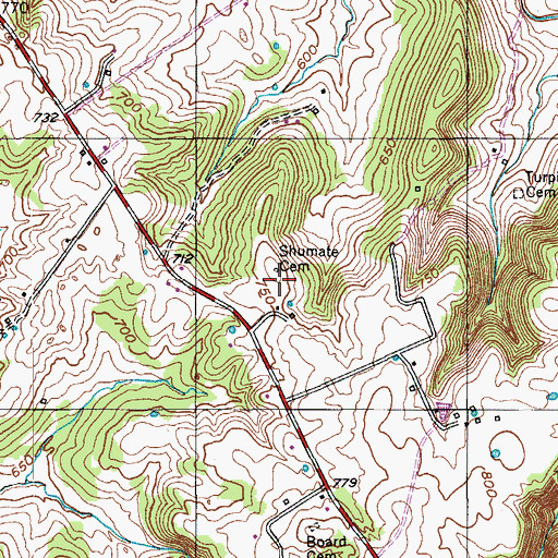 Topographic Map of Shumate Cemetery, KY
