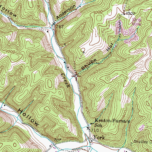 Topographic Map of Shupe Hollow, KY