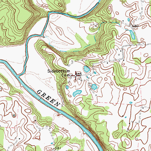 Topographic Map of Sidebottom Cemetery, KY