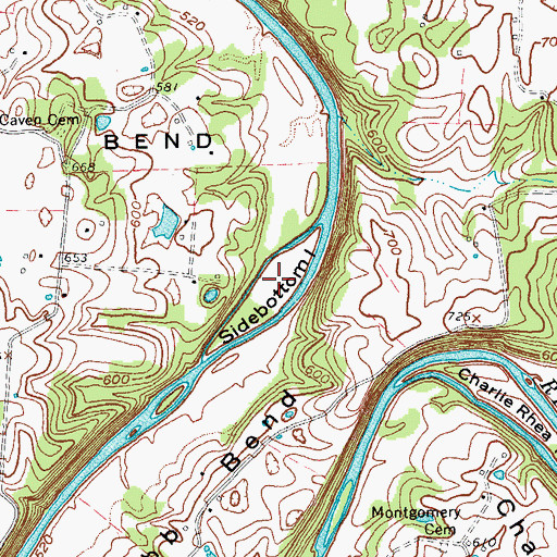 Topographic Map of Sidebottom Island, KY