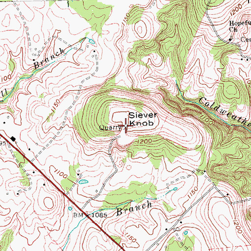Topographic Map of Siever Knob, KY