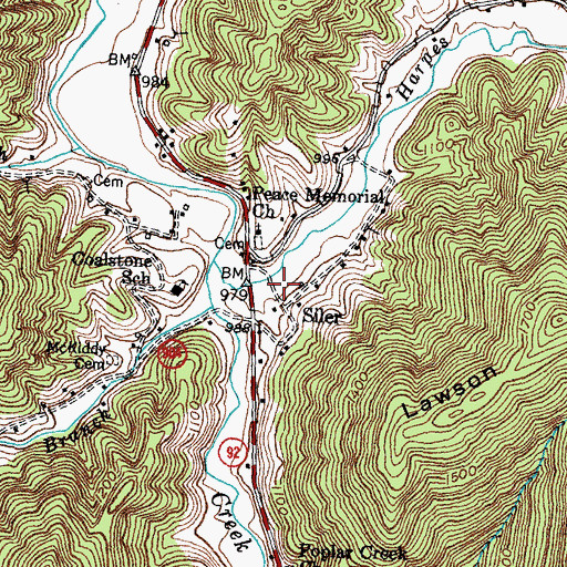 Topographic Map of Siler, KY