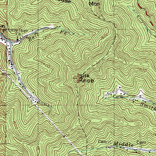 Topographic Map of Silk Knob, KY