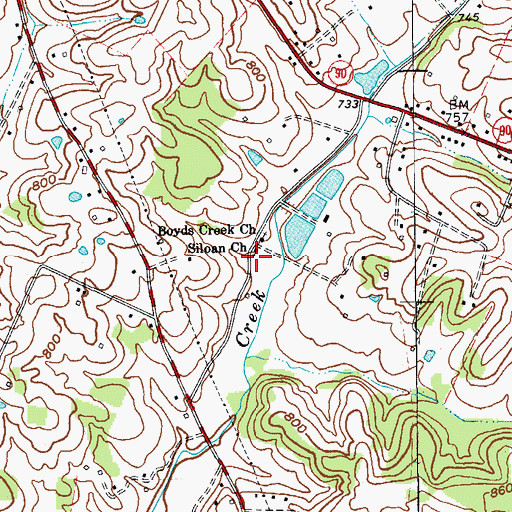 Topographic Map of Siloan Church, KY