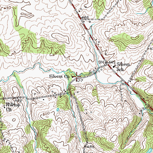 Topographic Map of Siloem Church, KY