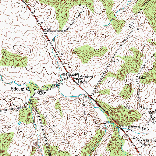 Topographic Map of Siloem School, KY