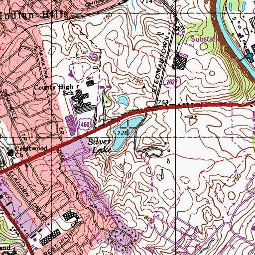 Topographic Map of Silver Lake, KY