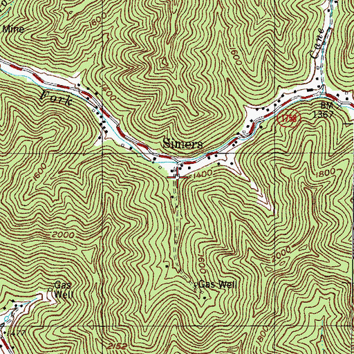 Topographic Map of Simers, KY
