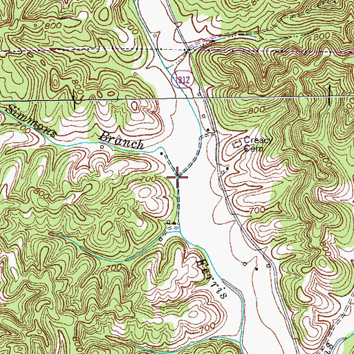 Topographic Map of Simmons Branch, KY
