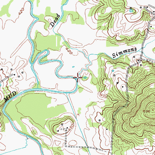 Topographic Map of Simmons Creek, KY