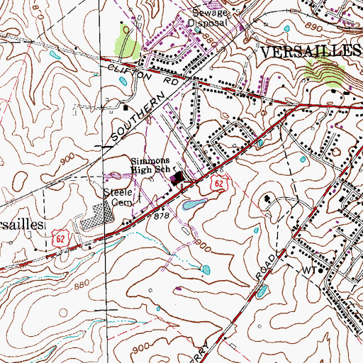 Topographic Map of Simmons High School, KY
