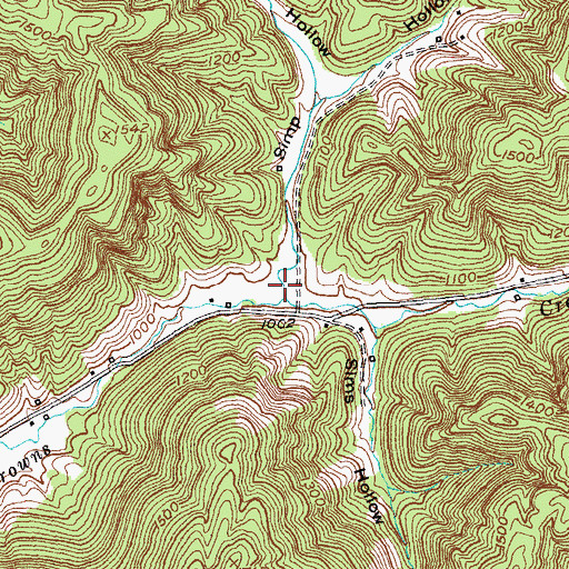 Topographic Map of Simp Hollow, KY