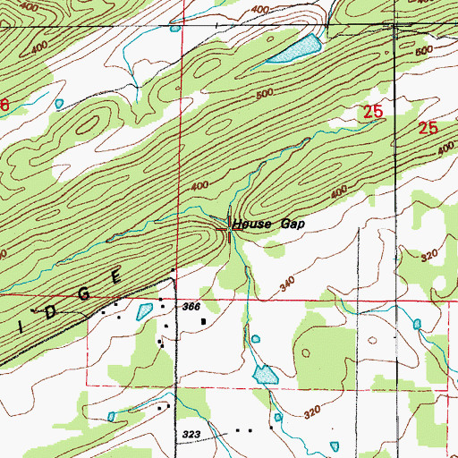 Topographic Map of House Gap, AR