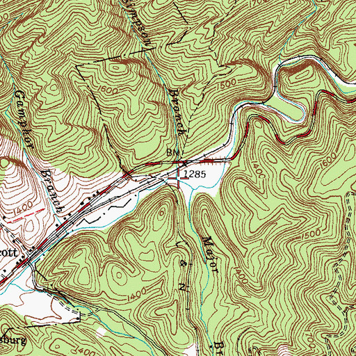 Topographic Map of Simpson Branch, KY