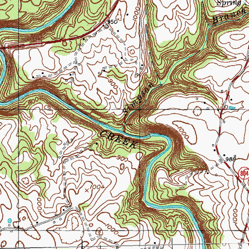 Topographic Map of Simpson Branch, KY