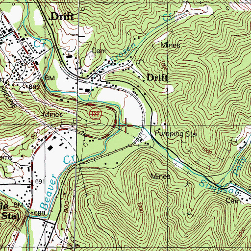 Topographic Map of Simpson Branch, KY