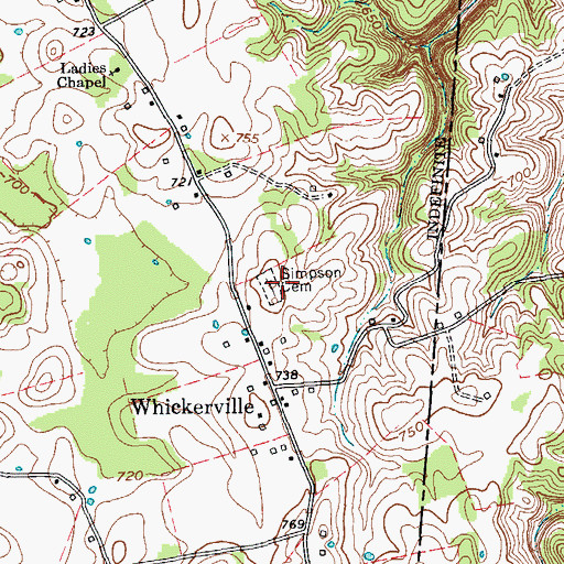 Topographic Map of Simpson Cemetery, KY