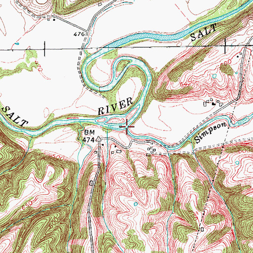 Topographic Map of Simpson Creek, KY