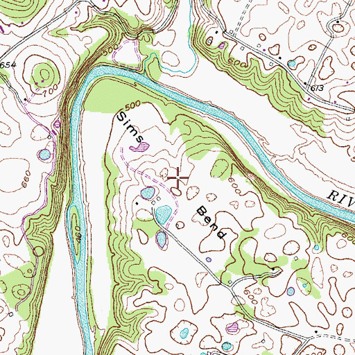 Topographic Map of Sims Bend, KY