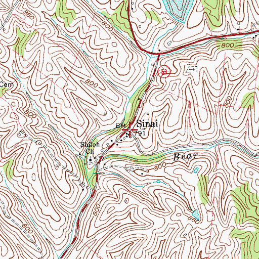 Topographic Map of Sinai, KY