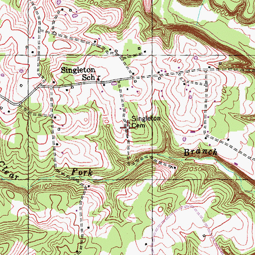 Topographic Map of Singleton Cemetery, KY