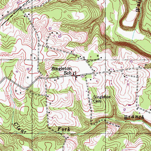Topographic Map of Singleton School, KY