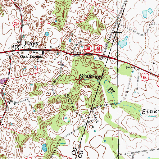 Topographic Map of Sinking Branch, KY