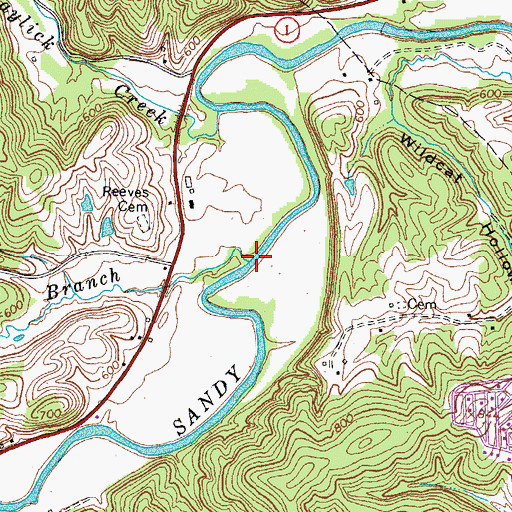 Topographic Map of Sinking Branch, KY