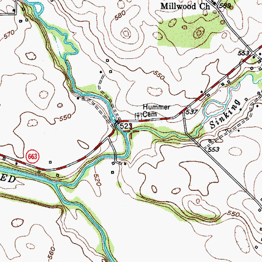 Topographic Map of Sinking Creek, KY