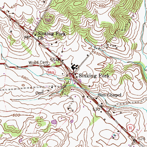 Topographic Map of Sinking Fork, KY