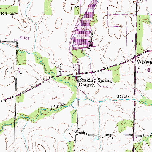 Topographic Map of Sinking Spring Church, KY