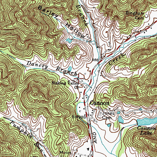 Topographic Map of Sinking Valley Baptist Church, KY