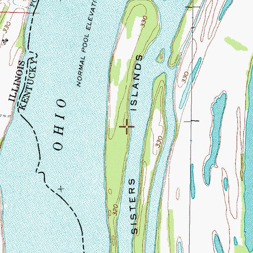 Topographic Map of Sisters Islands, KY