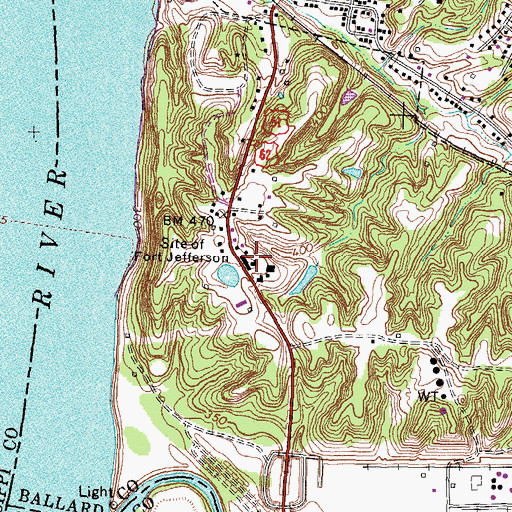 Topographic Map of Site of Fort Jefferson, KY