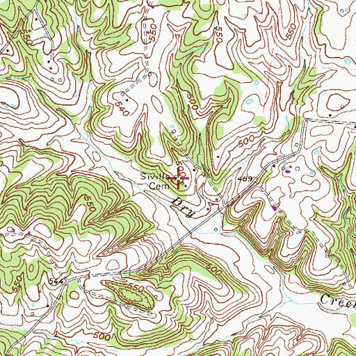Topographic Map of Sivills Cemetery, KY