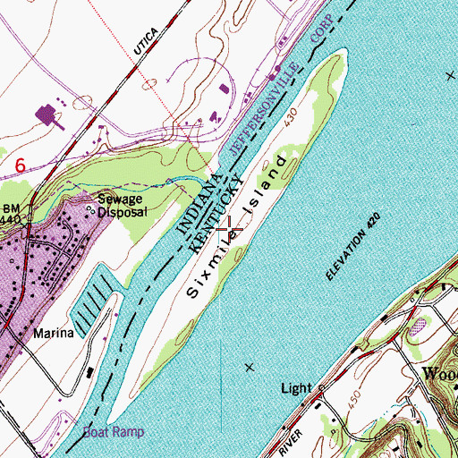 Topographic Map of Sixmile Island, KY