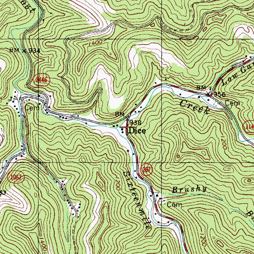 Topographic Map of Sixteenmile Creek, KY